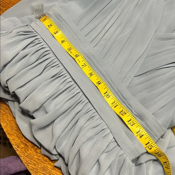 Bridesmaid maxi dress.  Dusty blue color.  Pleated waistband. Size XS - Picture 8 of 9